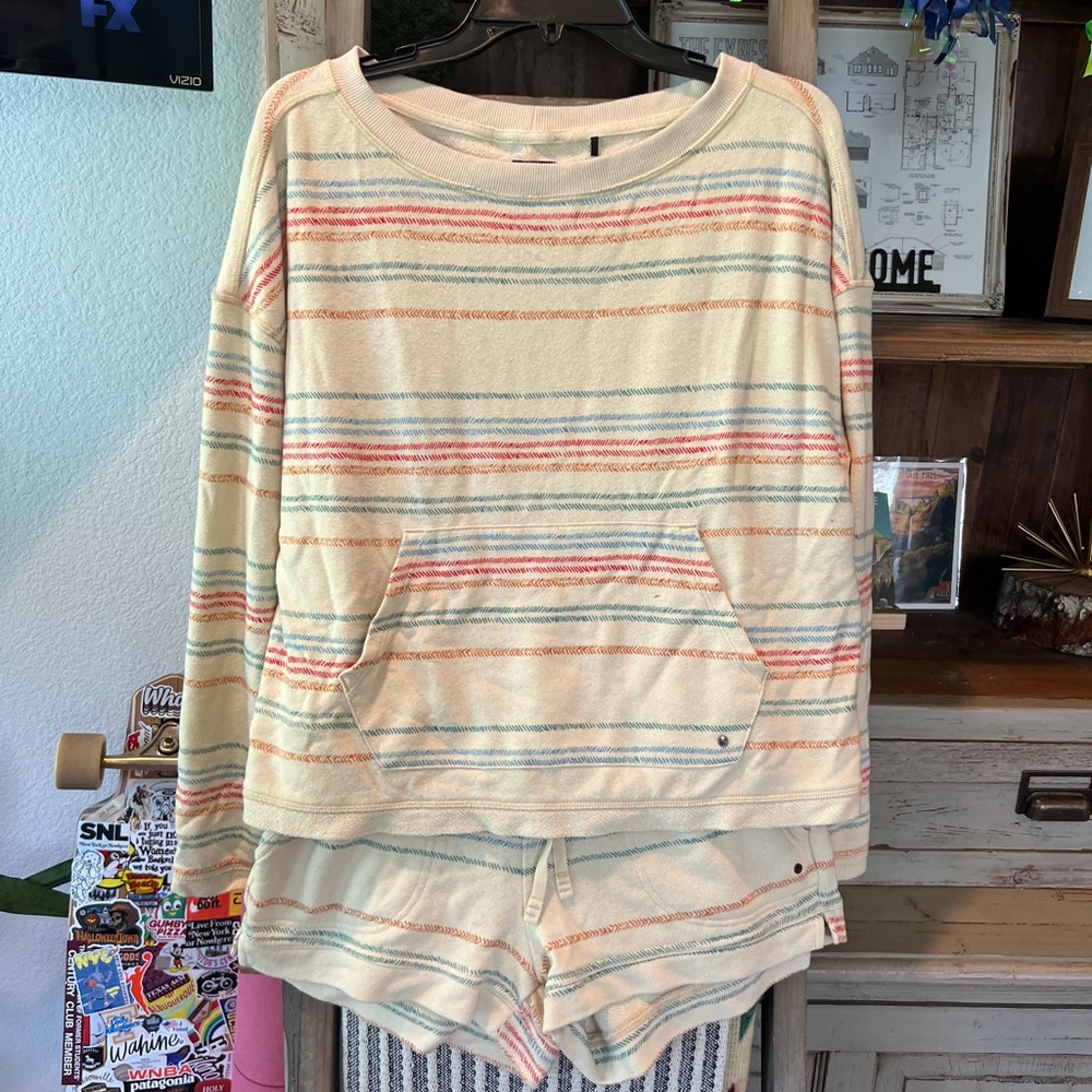 Prana women’s hemp striped sweatshirt set size M/S